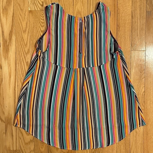 W5 Sleeveless Vertical Striped Tank Top Size Large Multicolor High Low Women’s - Picture 2 of 6